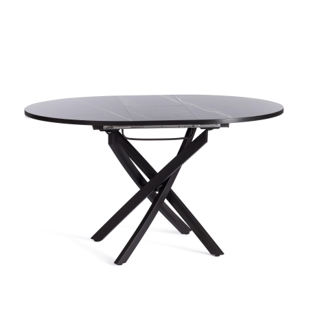 Стол MANZANA ЛДСП, HPL, металл, 100х100+30х75 см, мрамор черный, черный