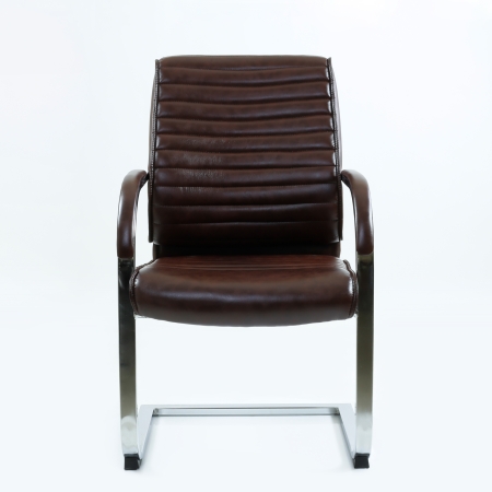 Кресло K-8010L коричневая глянцевая кожа, на полозьях