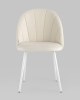 Стул Логан SN велюр молочный белые ножки