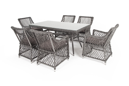 "Латте" обеденная группа плетеная, цвет графит "Латте" обеденная группа плетеная, цвет графит