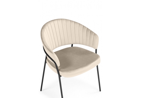 Стул на металлокаркасе Лео светло-бежевый (H-05), черный