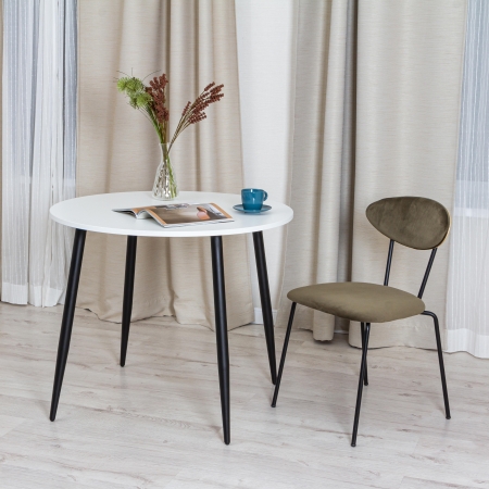 Стол URANUS ЛДСП, металл, 90x90x77 см, белый, черный