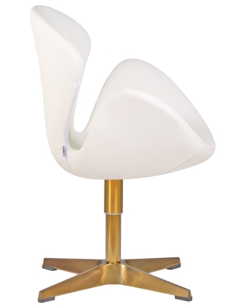 Кресло дизайнерское SWAN белый экокожа, золотое основание