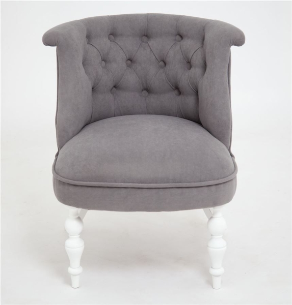 Кресло Бархат эмаль белая, RS15 - серый