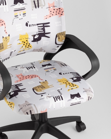 Кресло офисное TopChairs Simple SN Junior принт Blue Cats пластик черный