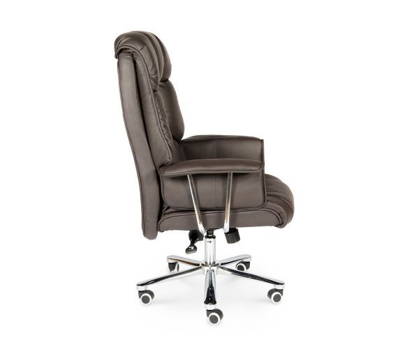 Кресло офисное Президент сталь и хром, темно-коричневая кожа Кресло офисное Президент сталь и хром, темно-коричневая кожа