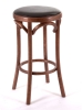 Полубарный деревянный табурет Венский 650 средний тон с мягким сиденьем из коричневой экокожи