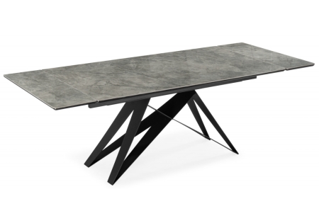 Керамический стол Блэкберн 160(220)х89 серый мрамор baolai, черный