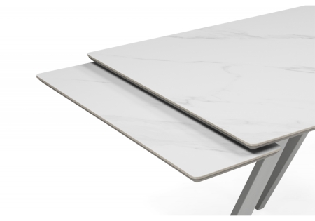 Керамический стол Вилли 140(200)х80 белый мрамор snow white, серый