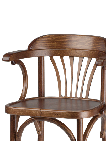Деревянный стул Венский средний тон с твердым сиденьем с дугами назад