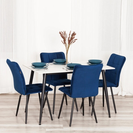Стул обеденный Bari синий, велюр и металл, мягкое сиденье, без подлокотников Стул обеденный Bari синий, велюр и металл, мягкое сиденье, без подлокотников