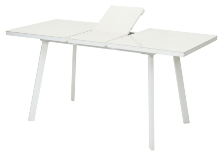 Стол ФИН 120 Латте, стекло, белый каркас