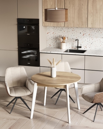 Стол Rondo 100-135*100 дуб, белый