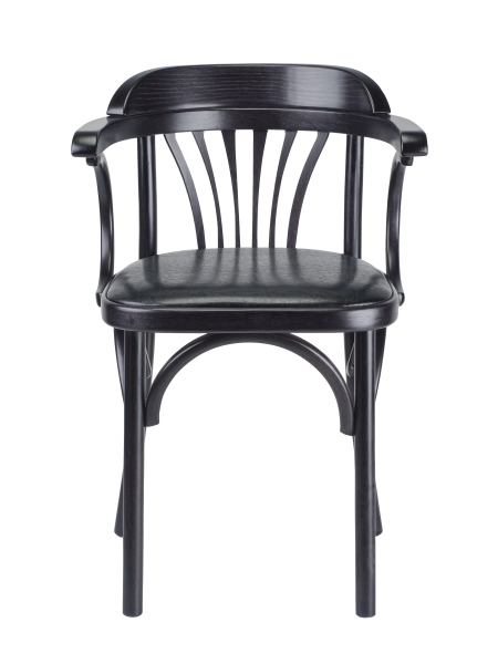 Деревянный стул Венский венге с мягким сиденьем из черной экокожи дуги назад