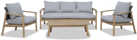 Диван деревянный трехместный с подушками Tagliamento Freeport серый