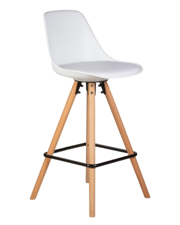 Набор 2 шт Стул полубарный RONNI, ножки светлый бук, белый (ZL-W-02)