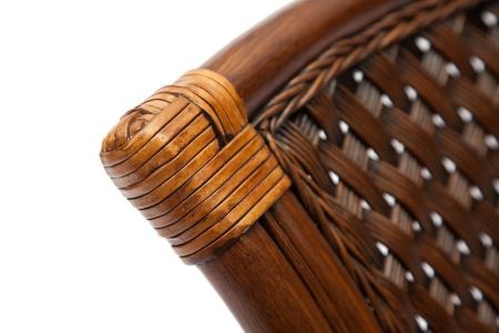 Комплект обеденный "ANDREA" (стол со стеклом + 4 кресла + подушки) античный орех, ткань рубчик, кремовый