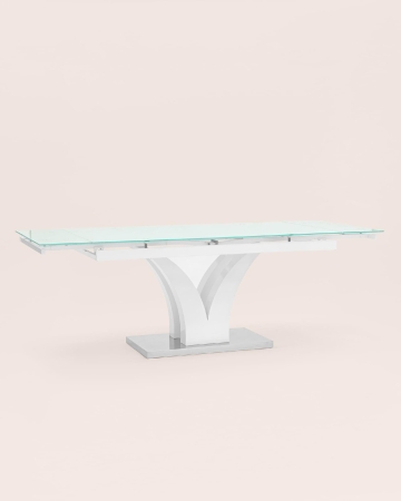 Стол обеденный Верона раскладной 160-220*90 глянцевый белый