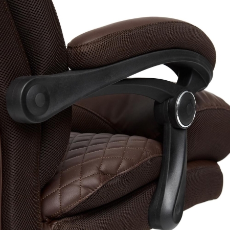 Кресло CHIEF экокожа и ткань, коричневый стеганный