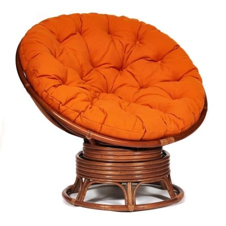 Кресло-качалка "PAPASAN" w 23/01 B / с подушкой /Pecan (орех), ткань Оранжевый, С 23