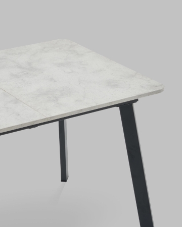 Стол Batu new 120-160/80/76 столешница ЛМДФ ароза светлая подстолье металл черный