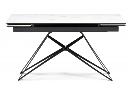 Керамический стол Блэкберн 140(200)х80 белый мрамор snow white, черный