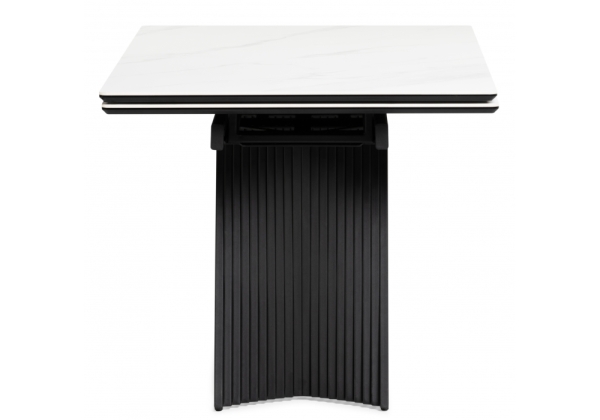 Керамический стол Вейв 140(200)х80 белый мрамор snow white, черный