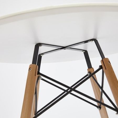 Стол CINDY NEXT (80-MDF) металл, мдф, бук, D80х75 см, белый, натуральный