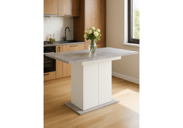 Стол деревянный Carla белый, цемент светлый