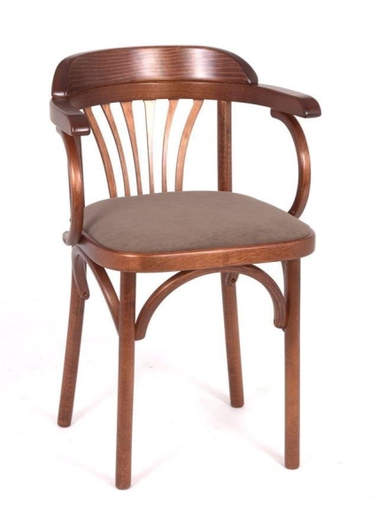 Деревянный стул Венский средний тон с мягким сиденьем из ткани RS 08