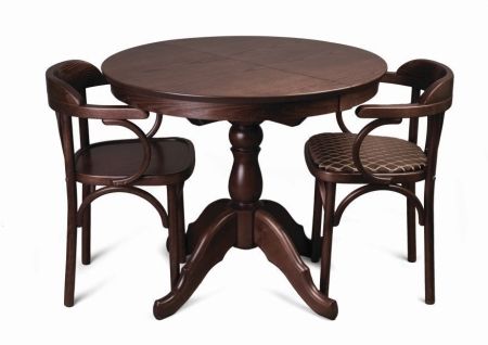 Стол круглый раздвижной из массива дерева темный тон