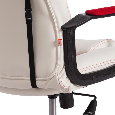 Кресло DRIVER экокожа и ткань, белый и красный