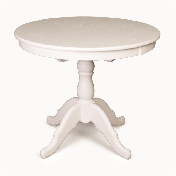 Стол круглый раздвижной из массива дерева белый