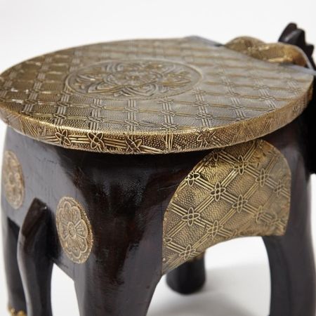 Столик Secret De Maison GOLDEN SLON (ND-006) дерево манго, латунная чеканка, 40х30х31 см, этническая роспись