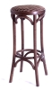 Барный деревянный табурет Венский 750 темный тон с мягким сиденьем из коричневой ткани