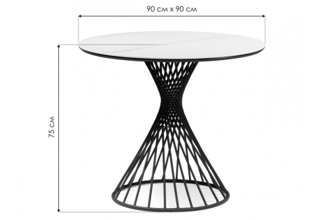 Керамический стол Вивиен 90х90х75 черный мрамор, черный