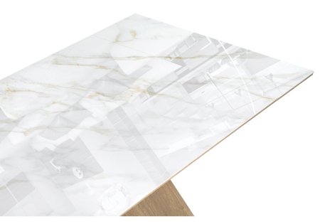 Керамический стол Ливи 140(200)х80х78 черный дуб монтана