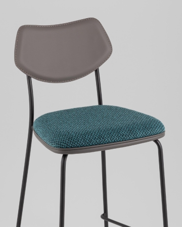 Стул полубарный Casey темно-бирюзовый с серой экокожей