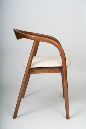 Деревянное полукресло венское Diona светлый орех с мягким сиденьем из бежевой ткани Тесла 01