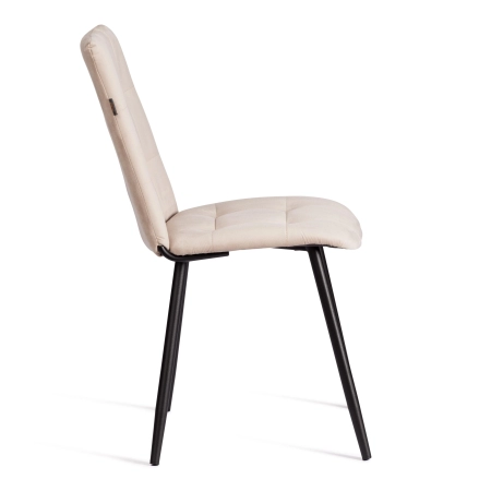 Стул обеденный Asti молочный, велюр и металл, мягкое сиденье, без подлокотников