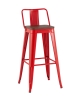Стул барный TOLIX со спинкой красный глянцевый + темное дерево KD