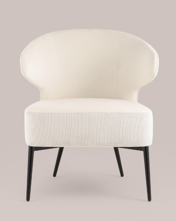 Кресло лаунж Royal Stripes велюр молочный