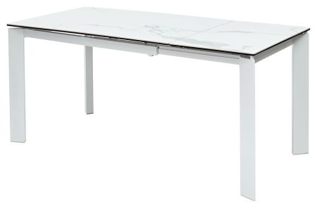 Стол CORNER 120 HIGH GLOSS STATUARIO керамика, белый каркас