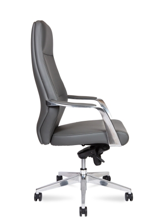 Кресло офисное Capital серый, экокожа и металл, мягкое сиденье, с подлокотниками