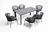 "Венето" обеденная группа на 6 персон со стульями "Милан", каркас темно-серый, роуп темно-серый
