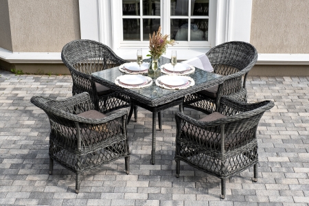 "Сицилия" обеденная группа плетеная, цвет графит "Сицилия" обеденная группа плетеная, цвет графит