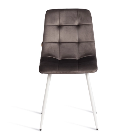 Стул CHILLY темно-серый и серый, велюр и металл, мягкое сиденье, без подлокотников