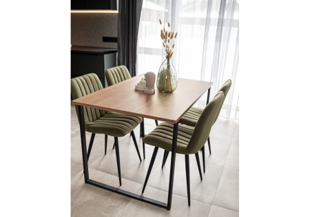 Стол деревянный Лиман 117 х 77 дуб крафт золотой, черный матовый