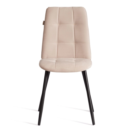 Стул обеденный Asti молочный, велюр и металл, мягкое сиденье, без подлокотников