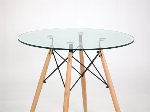 Стол кухонный обеденный круглый Луи со стеклянной столешницей